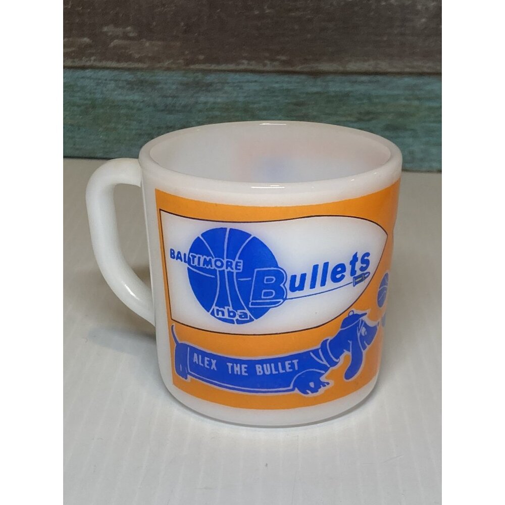 RARE 1960's Baltimore Bullets Alex The Bullet Westfield White Glass Mug